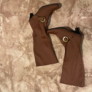 Brown low heel boots